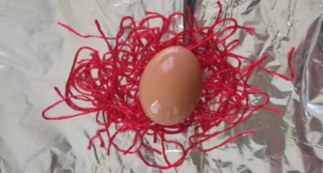Βάφουμε αυγά με κλωστές φλος με οδηγίες της Αναστασίας μας